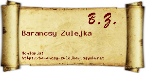 Barancsy Zulejka névjegykártya